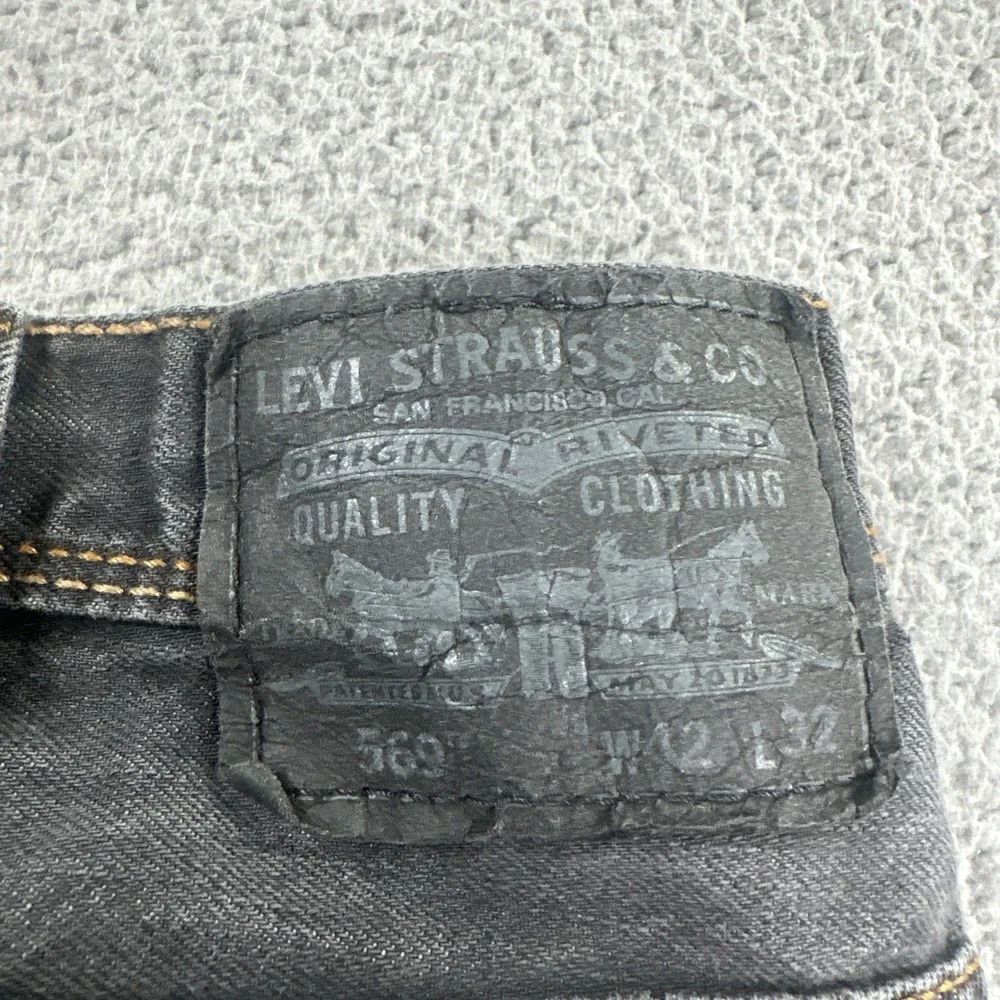 Levi's 569 Loose Fit Straight Leg Jeans Men 42x32 Grey Flap Pocket Work Preppy